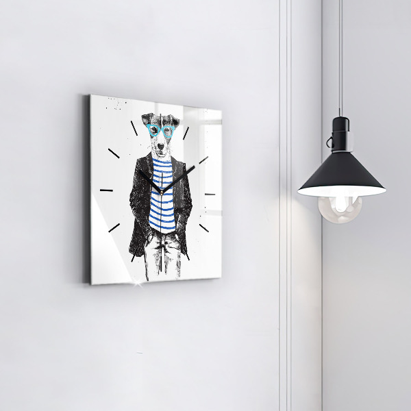 Štvorcové hodiny Pes v ľudskom tele