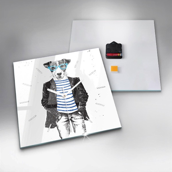 Štvorcové hodiny Pes v ľudskom tele