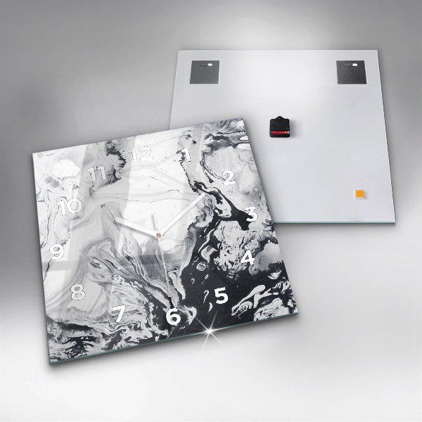 Štvorcové hodiny Abstraktný atramentový mramor