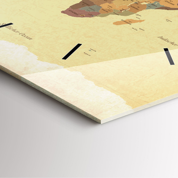 Štvorcové hodiny Mapa sveta vo vintage štýle