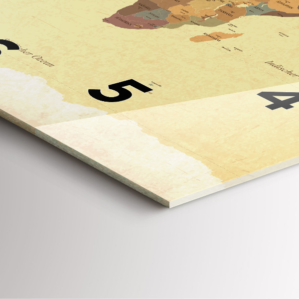 Štvorcové hodiny Mapa sveta vo vintage štýle