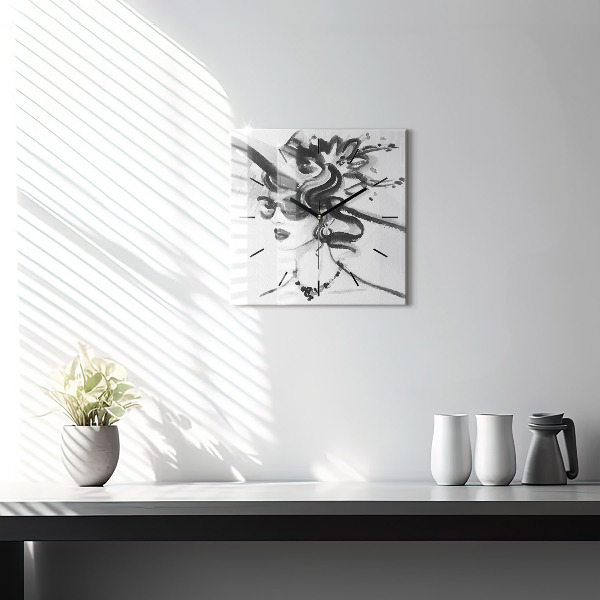 Štvorcové hodiny Módna žena