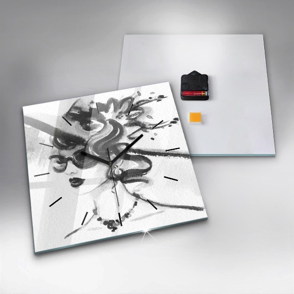 Štvorcové hodiny Módna žena