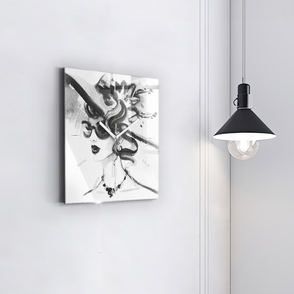 Štvorcové hodiny Módna žena