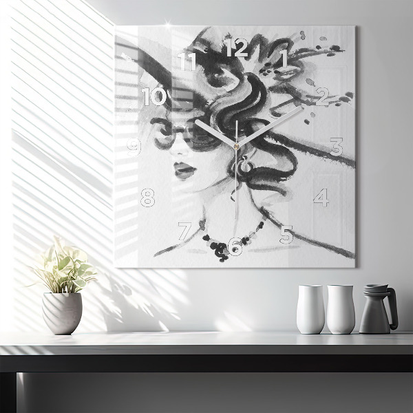 Štvorcové hodiny Módna žena