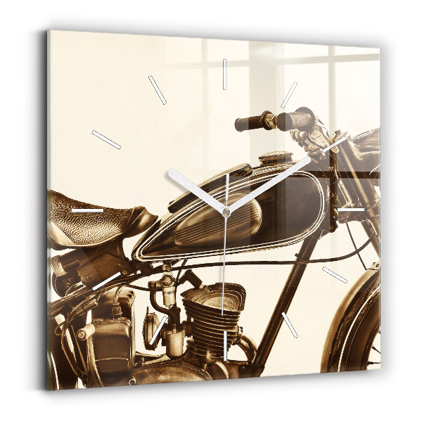 Štvorcové hodiny Vintage motocykel sépia
