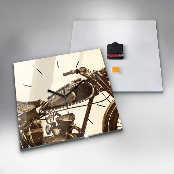 Štvorcové hodiny Vintage motocykel sépia