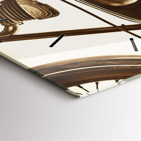 Štvorcové hodiny Vintage motocykel sépia