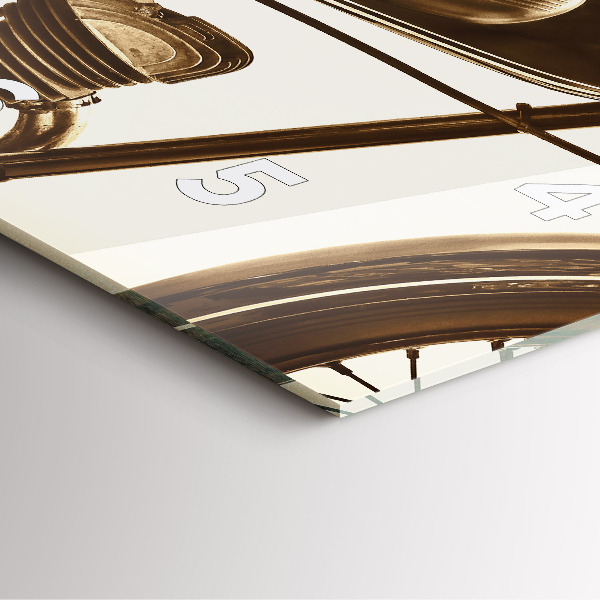 Štvorcové hodiny Vintage motocykel sépia