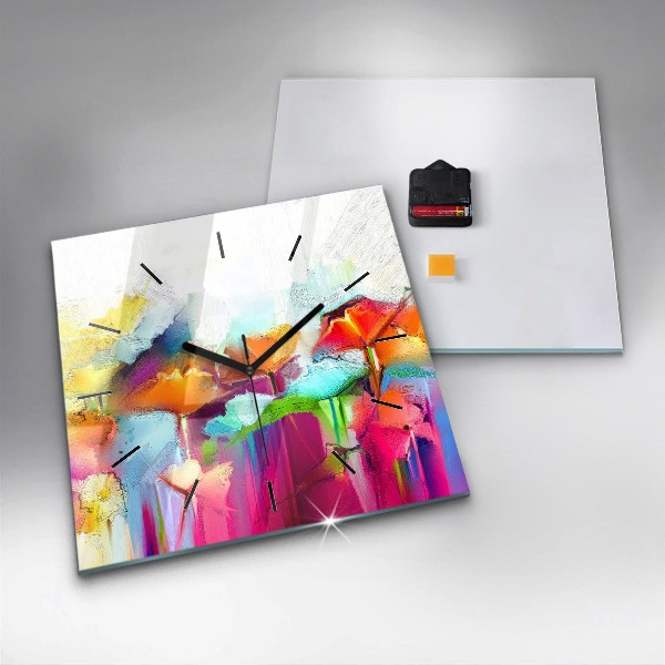 Štvorcové hodiny Abstraktné kvety