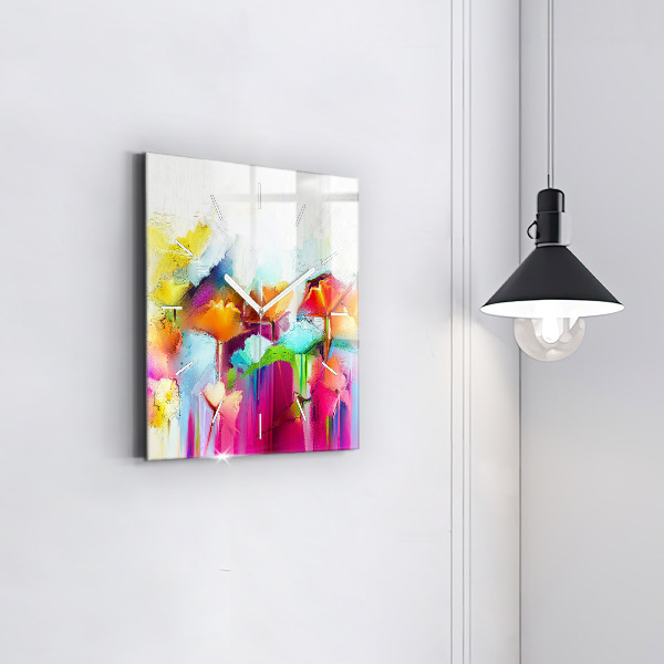 Štvorcové hodiny Abstraktné kvety