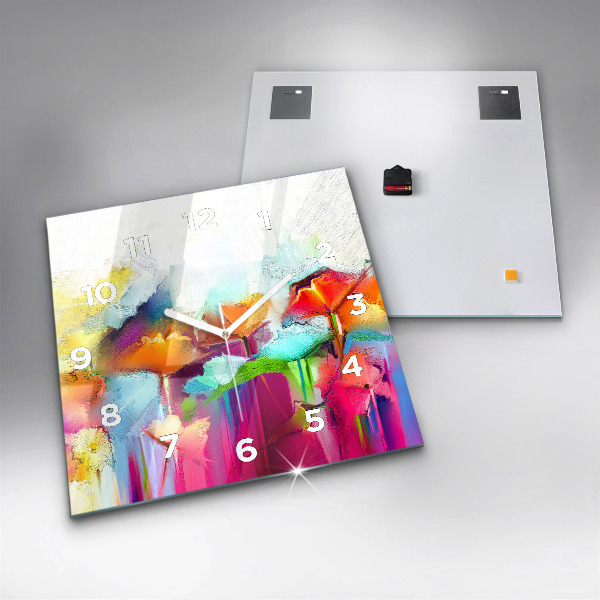 Štvorcové hodiny Abstraktné kvety