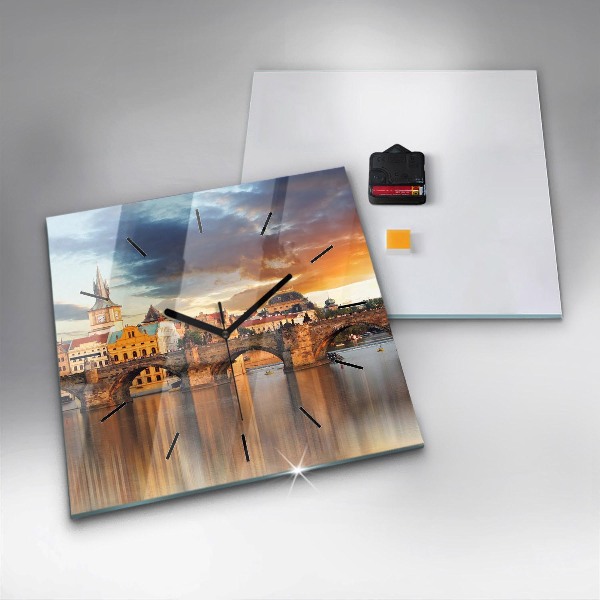 Štvorcové hodiny Panoráma nad riekou