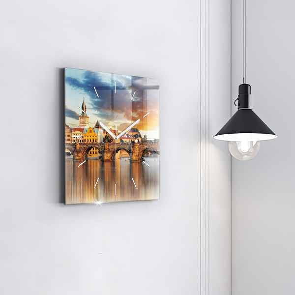 Štvorcové hodiny Panoráma nad riekou