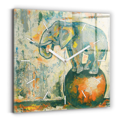 Štvorcové hodiny Maľovaný postoj slona