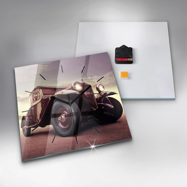 Štvorcové hodiny Auto v štýle vintage