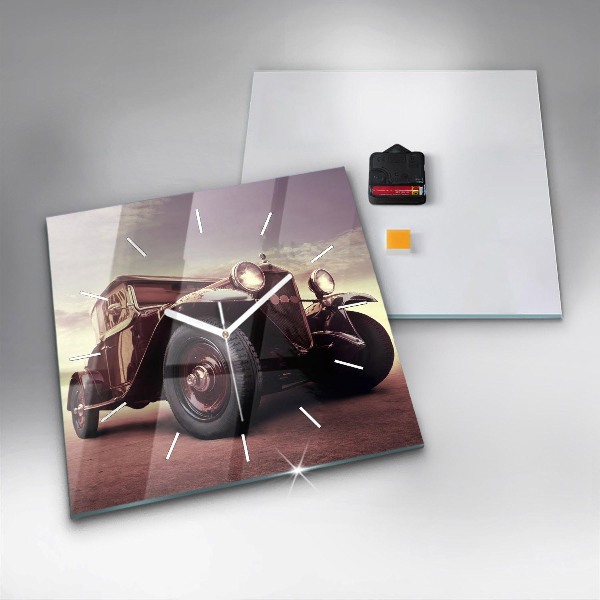 Štvorcové hodiny Auto v štýle vintage