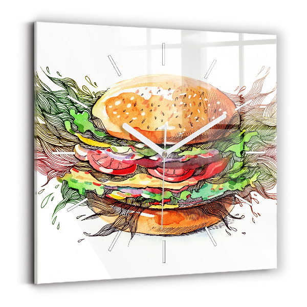 Štvorcové hodiny XXL syrový burger