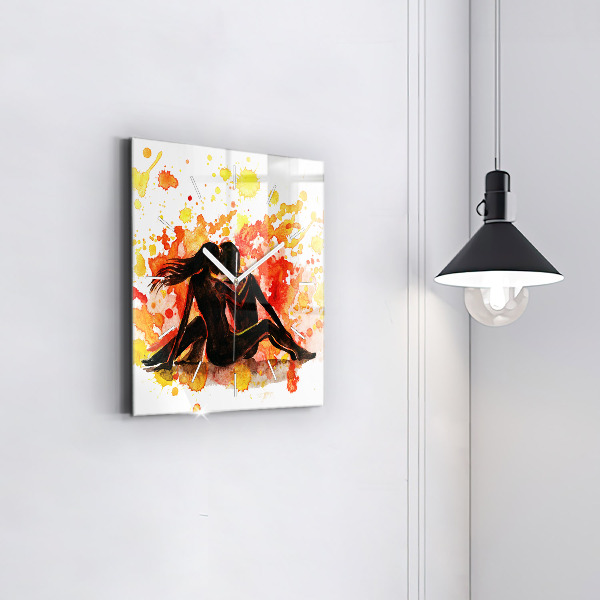 Štvorcové hodiny Láska a zamilovaný pár