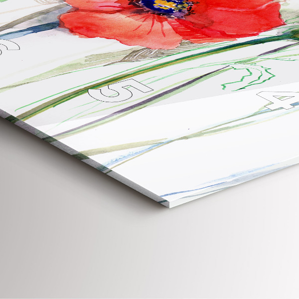 Štvorcové hodiny Maľované červené maky