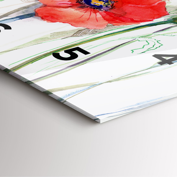 Štvorcové hodiny Maľované červené maky