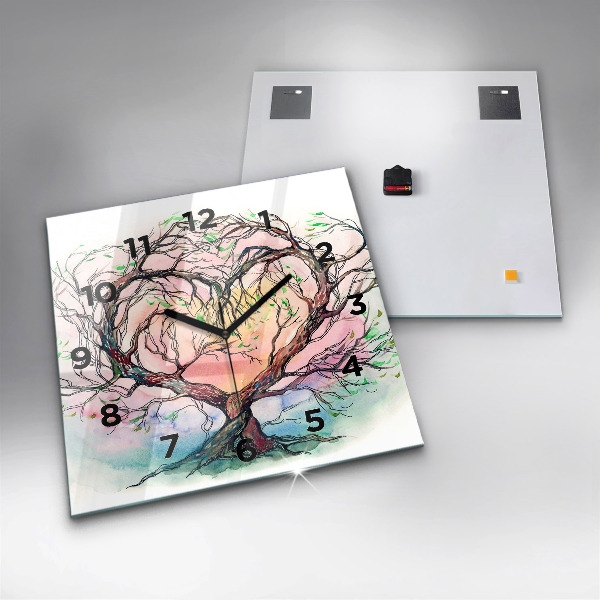 Štvorcové hodiny Srdce prírodného stromu