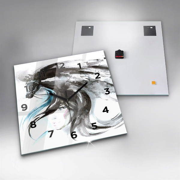 Štvorcové hodiny Abstraktný kôň a žena