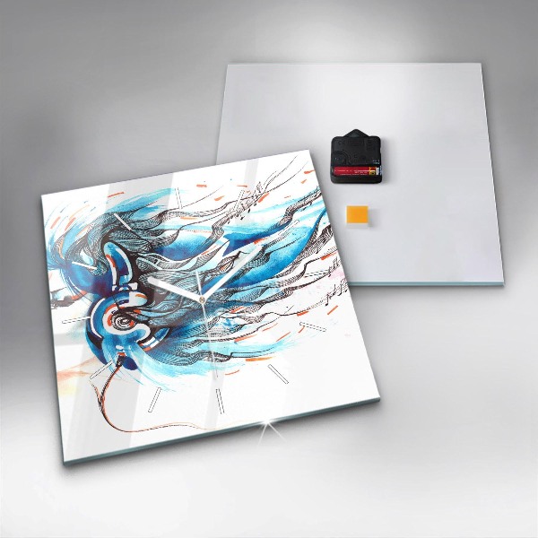 Štvorcové hodiny Ilustrácia slúchadiel