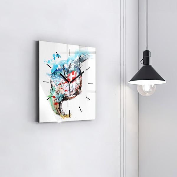 Štvorcové hodiny Švajčiarske hodinky