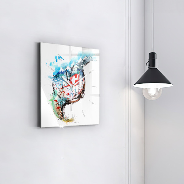 Štvorcové hodiny Švajčiarske hodinky