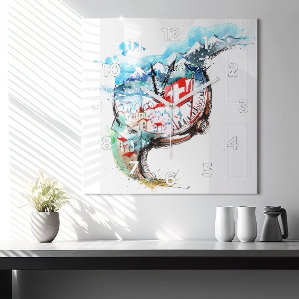Štvorcové hodiny Švajčiarske hodinky
