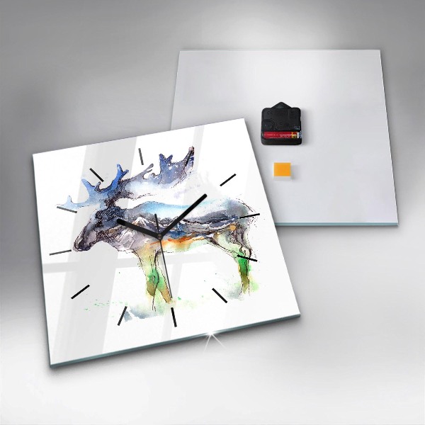 Štvorcové hodiny Los a horská krajina