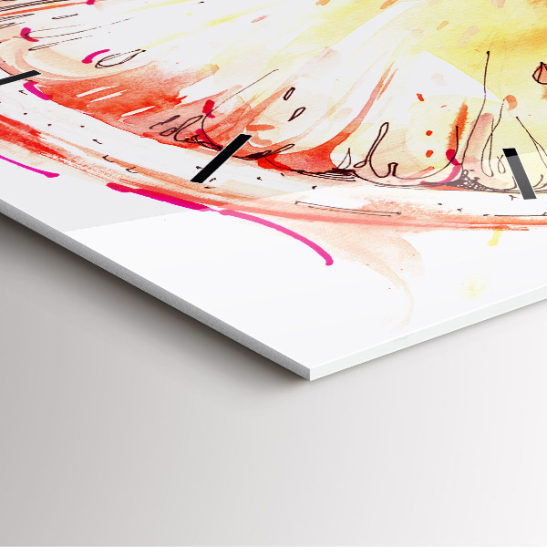 Štvorcové hodiny Maľované oranžovou farbou