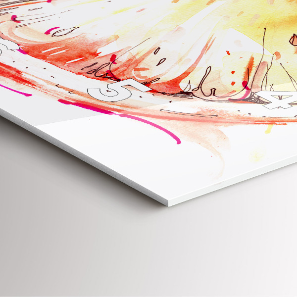 Štvorcové hodiny Maľované oranžovou farbou