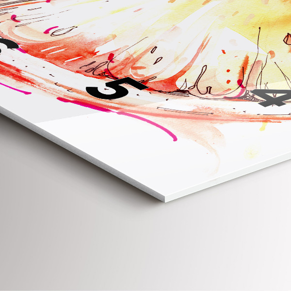 Štvorcové hodiny Maľované oranžovou farbou