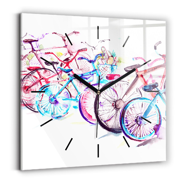 Štvorcové hodiny Farebné mestské bicykle