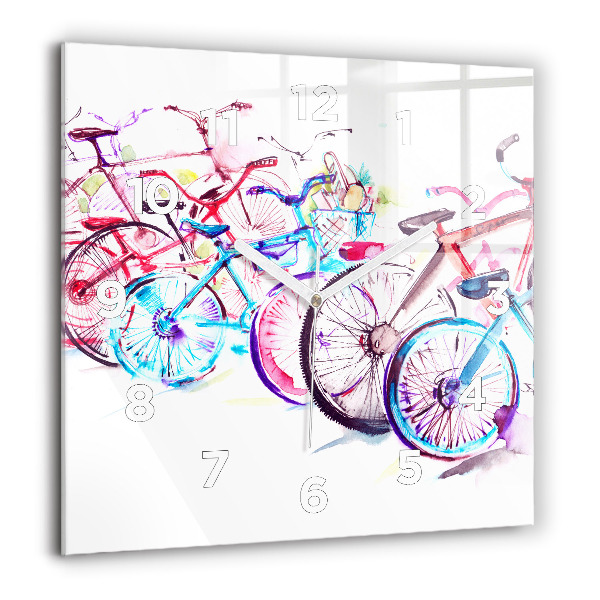 Štvorcové hodiny Farebné mestské bicykle