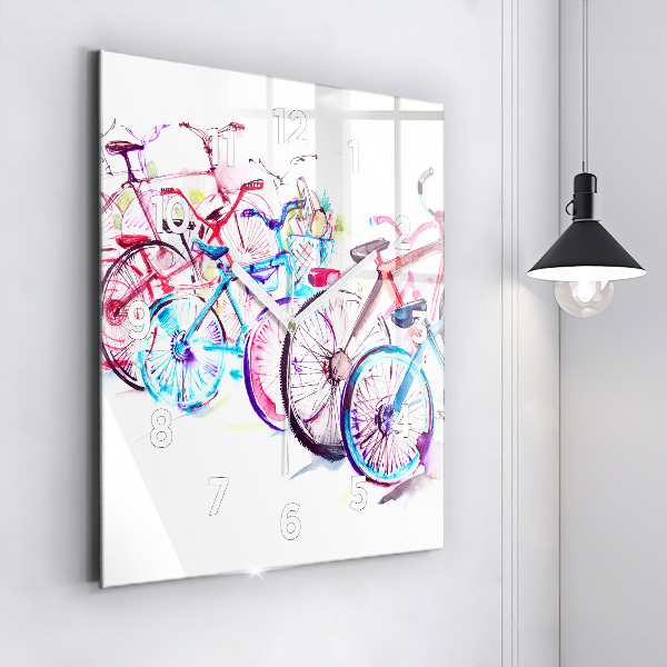 Štvorcové hodiny Farebné mestské bicykle