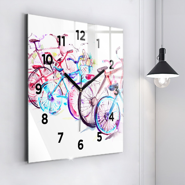 Štvorcové hodiny Farebné mestské bicykle