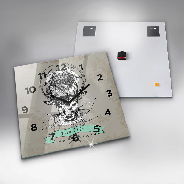 Štvorcové hodiny Hlava jeleňa