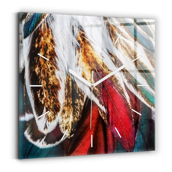 Štvorcové hodiny Svetlohnedé vtáčie perie