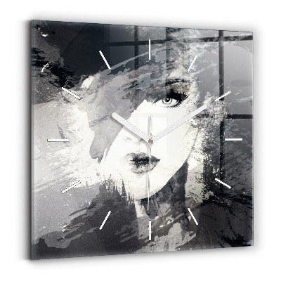 Štvorcové hodiny Žena – akvarely