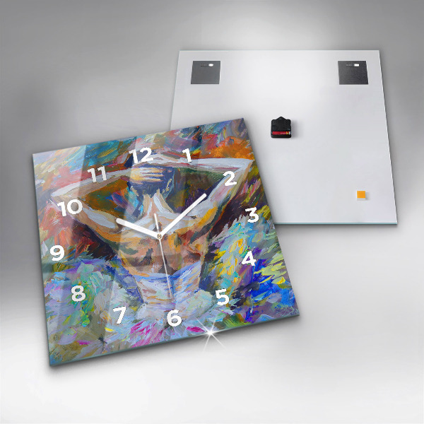 Štvorcové hodiny Maľovaná balerína