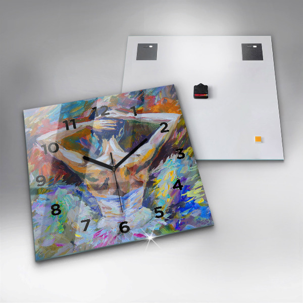 Štvorcové hodiny Maľovaná balerína