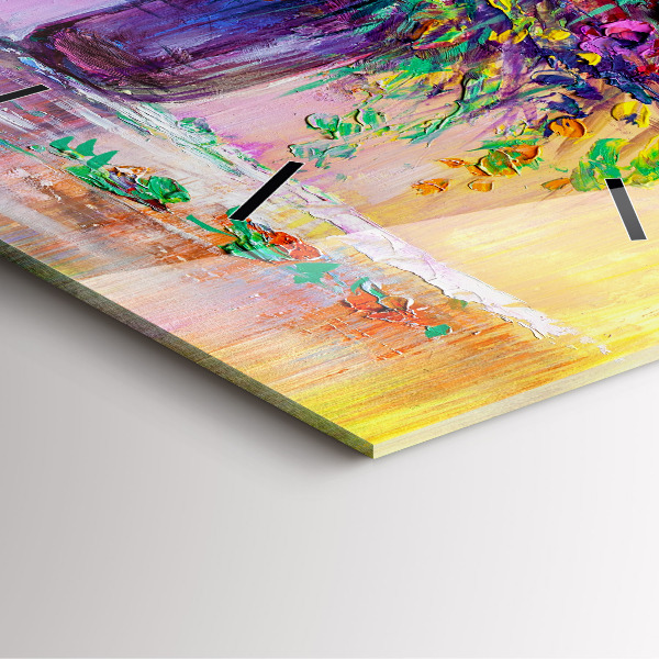 Štvorcové hodiny Kvety vo váze