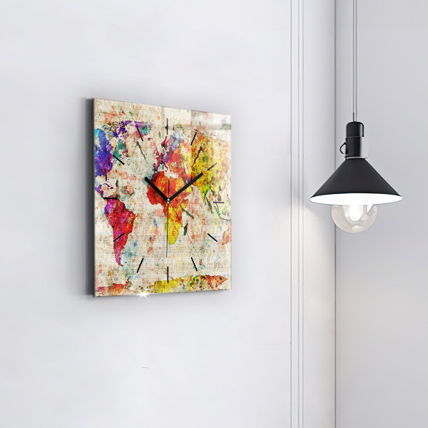 Štvorcové hodiny Farebná mapa sveta