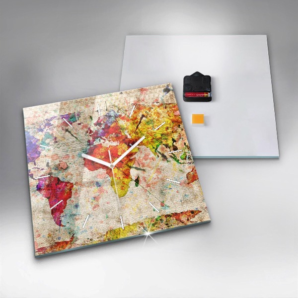 Štvorcové hodiny Farebná mapa sveta