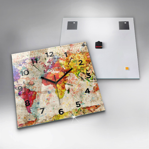Štvorcové hodiny Farebná mapa sveta