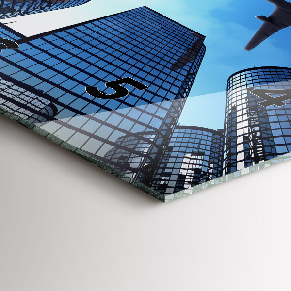 Štvorcové hodiny Lietadlo nad budovami