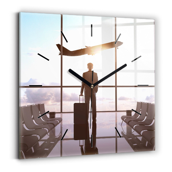 Štvorcové hodiny Muž na letisku